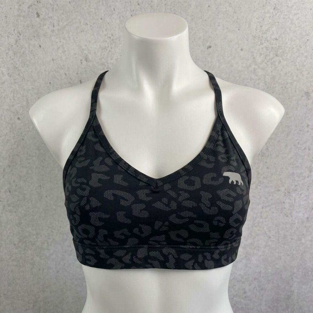 Running Bare Sports Bra Womens Size 2/4 Black Mid Support Wireless Activewear
